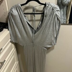 Circus hotel metallic silver stretch dress size medium